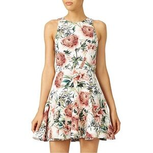 STYLESTALKER Orange Flora Floral Jacquard Sleeveless Fit Flare Dress EUC Size XS